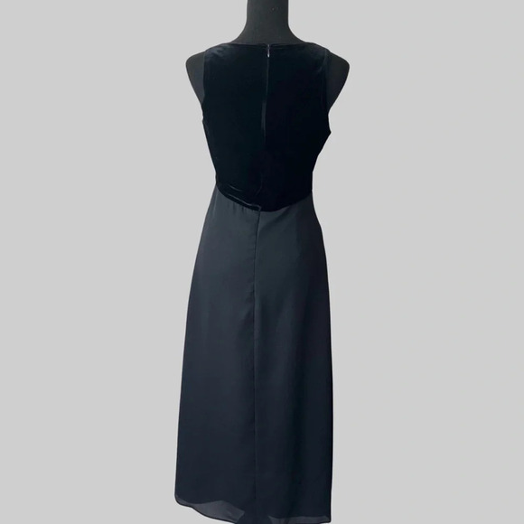 Vintage Algo  Velvet Chiffon Mixed Media Sleeveless Midi Dress Made in Canada - Picture 3 of 15